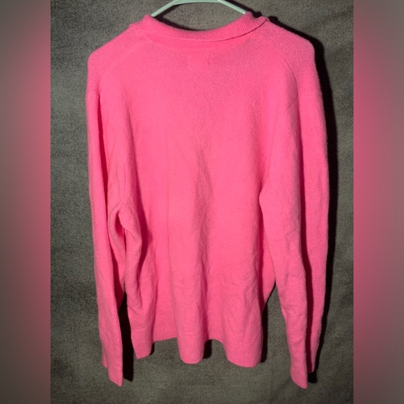 J Crew Sweater Women XL Pink V Neck Preppy Casual Polo Pullover Extra Soft - Picture 6 of 7